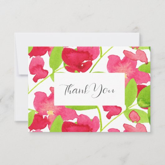 Rode Aquarel Bloemen Bedankkaart (Voorkant)