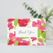 Rode Aquarel Bloemen Bedankkaart (Staand voorkant)