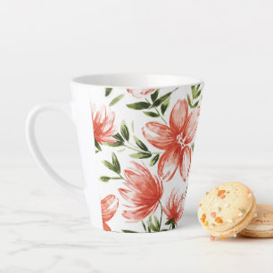 Rode Aquarel Bloemen Latte Mok