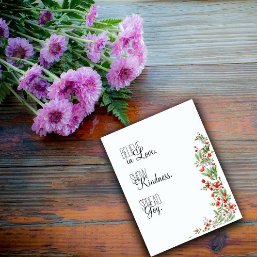 Rode aquarel botanische bloemwensen feestdagenkaart