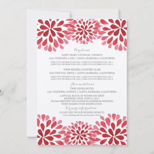 Rode Aquarel Chrysanthemum Informatiekaart Kaart (Voorkant)