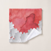 Rode Aquarel en Witte Bloemen Bad Handdoek (Wasdoekje)