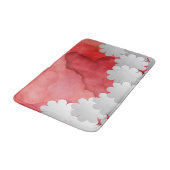 Rode Aquarel en Witte Bloemen Badmat (Gekanteld)