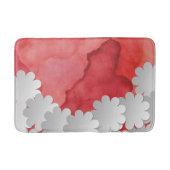 Rode Aquarel en Witte Bloemen Badmat (Voorkant)