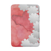 Rode Aquarel en Witte Bloemen Badmat (Voorkant Verticaal)