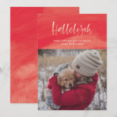 Rode Aquarel Hallelujah Kerstmis Feestdagenkaart (Voorkant / Achterkant)