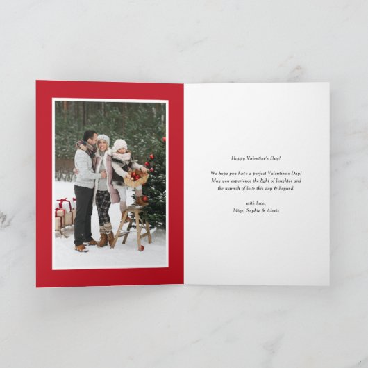 Rode Aquarel Harten Foto Gelukkige Valentijnsdag Feestdagen Kaart (Binnen)