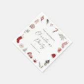 Rode Aquarel Kader Kerstfeestje Servet (Hoek)