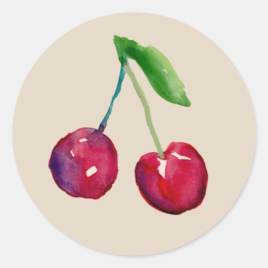 Rode Aquarel Kersen Cute Fruit Envelope Zegel (Voorkant)