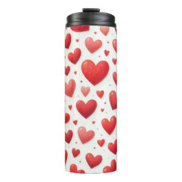 RODE Aquarel LIEFDE VALENTIJN HARTEN Thermosbeker