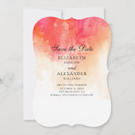 Rode aquarel save the date. Perzik bruiloft modern Date