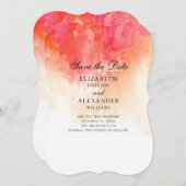 Rode aquarel save the date. Perzik moderne bruilof Save The Date (Voorkant / Achterkant)