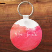 Rode aquarel schattig meisje cadeau naam sleutelhanger (Voorkant)