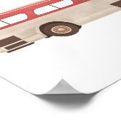 Rode Aquarel Vintage Bus Poster (Hoek)