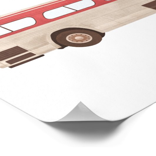 Rode Aquarel Vintage Bus Poster (Hoek)