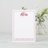 Rode Aquarel Vintage Retro Buggy Bug Auto (Staand voorkant)