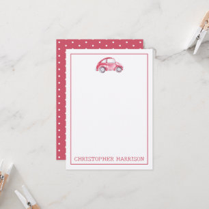 Rode Aquarel Vintage Retro Buggy Bug Auto
