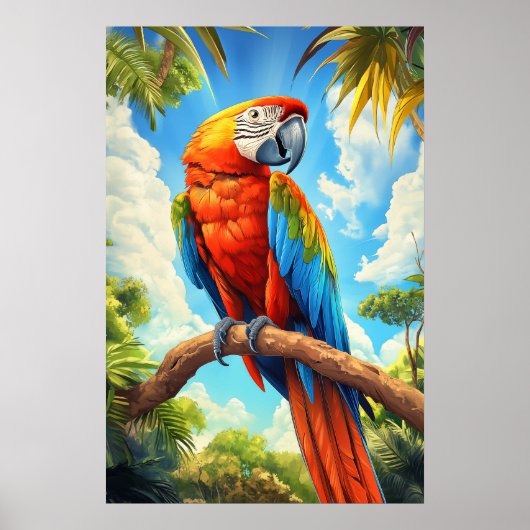 Rode Ara in Jungle Poster (Voorkant)