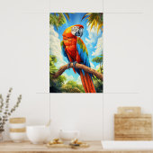 Rode Ara in Jungle Poster (Keuken)