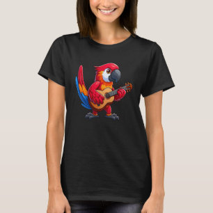 Rode Ara Papegaai Gitaar Huisdier Grappige Muziek T-shirt