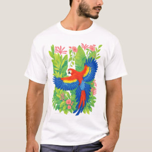 Rode Ara Papegaai tropische planten T-shirt