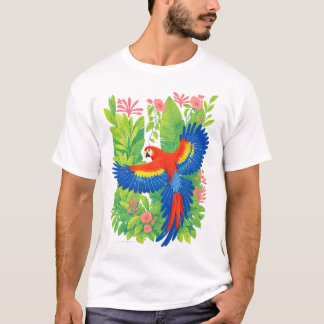 Rode Ara Papegaai tropische planten T-shirt