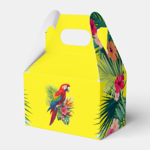 Rode ara tropische bloemen bedankdoosjes