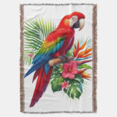 Rode ara tropische bloemen deken (Voorkant Verticaal)