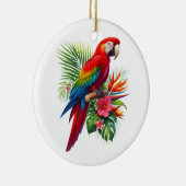 Rode ara tropische bloemen keramisch ornament (Rechts)