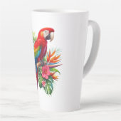 Rode ara tropische bloemen latte mok (Rechterhoek)