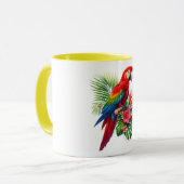 Rode ara tropische bloemen mok (Voorkant links)