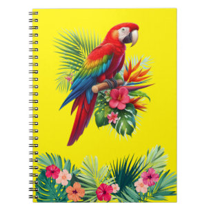 Rode ara tropische bloemen notitieboek