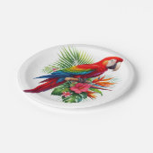 Rode ara tropische bloemen papieren bordje (Gekanteld)