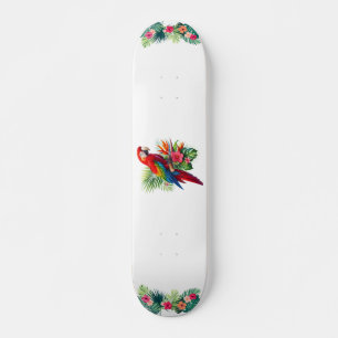 Rode ara tropische bloemen persoonlijk skateboard
