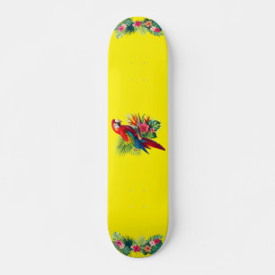 Rode ara tropische bloemen persoonlijk skateboard