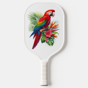 Rode ara tropische bloemen pickleball paddle