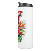Rode ara tropische bloemen thermosbeker (Geroteerd rechts)