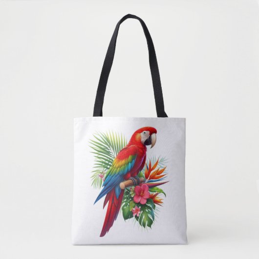 Rode ara tropische bloemen tote bag (Voorkant)