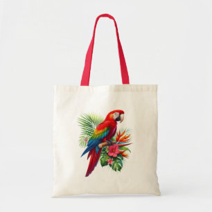Rode ara tropische bloemen tote bag