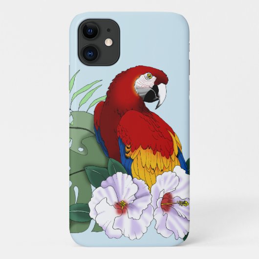 Rode ara tropische vogel bloempapegaai Case-Mate iPhone case (Achterkant)