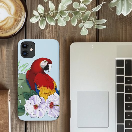 Rode ara tropische vogel bloempapegaai Case-Mate iPhone case