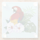 Rode ara tropische vogel bloempapegaai glazen onderzetter (Achterkant)