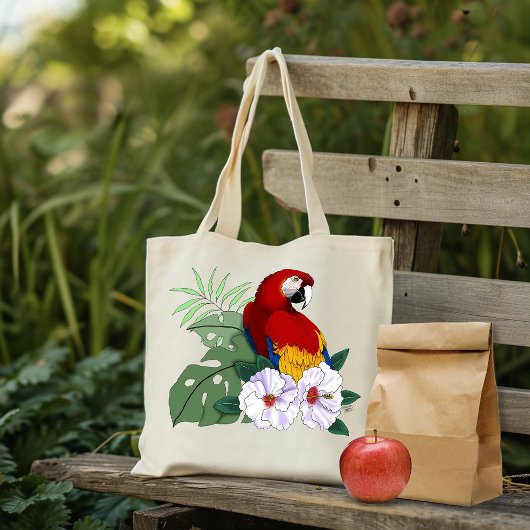 Rode ara tropische vogel bloempapegaai tote bag