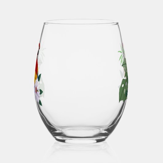 Rode ara tropische vogel bloempapegaai wijnglas zonder voet (Links)