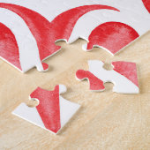 Rode arabesque waterverf: sierpatroon. legpuzzel (Zijkant)