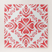 Rode arabesque waterverf: sierpatroon. legpuzzel (Horizontaal)