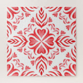 Rode arabesque waterverf: sierpatroon. legpuzzel (Verticaal)