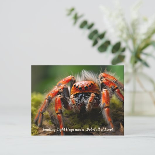 🕷️ rode arachnide affectie feestdagenkaart (Staand voorkant)