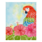 Rode Ara's en Roze Hibiscus Poster (Voorkant)