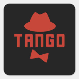 Rode Argentijnse Tango Fedora Bow Stropdas Danser Vierkante Sticker